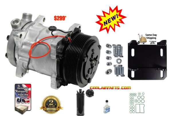 HD Trucks Freightliner York to Sanden AC 8 Groove Compressor Conversion Kit 12 Volts 2 wires 10255 TubeO 2521172